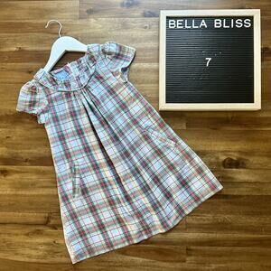 Bella Bliss Blue Notingham Plaid Willa Short Sleeve Cotton Dress Preppy 7
